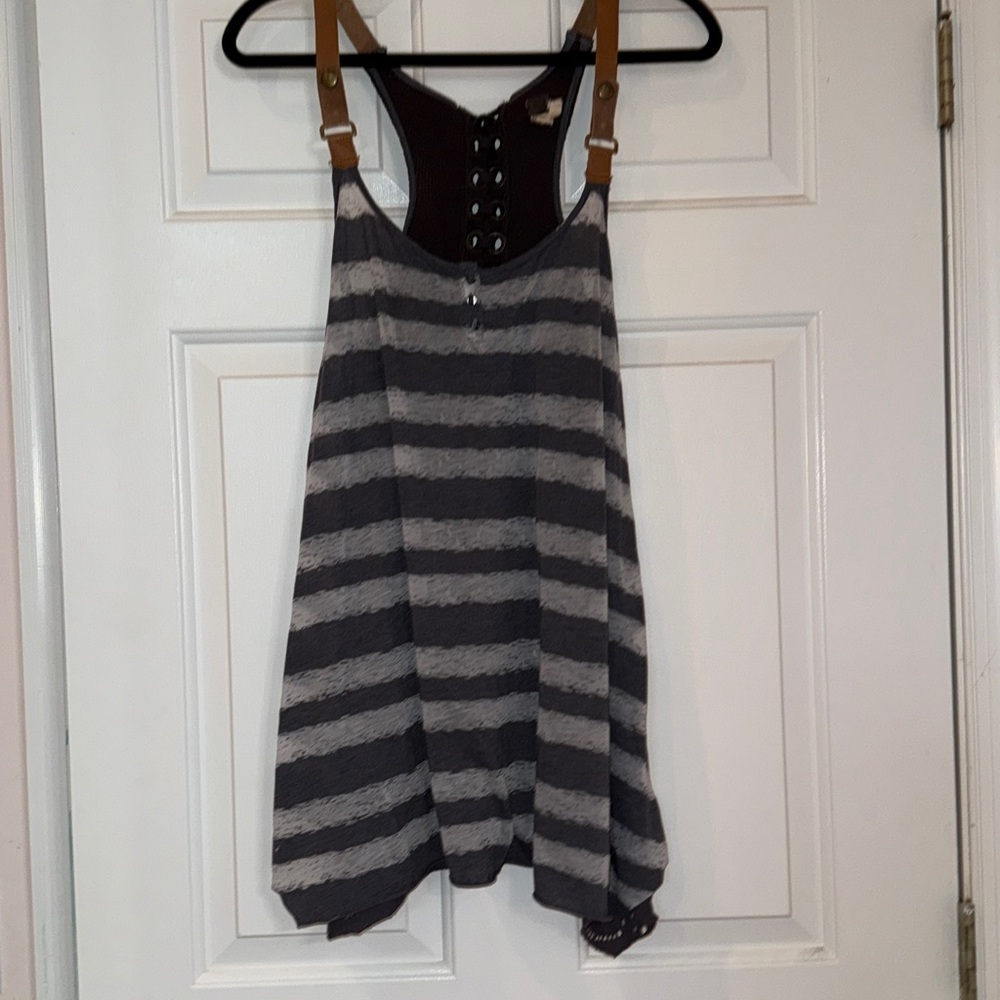 Striped Gray and Charcoal Racerback Tank Top
